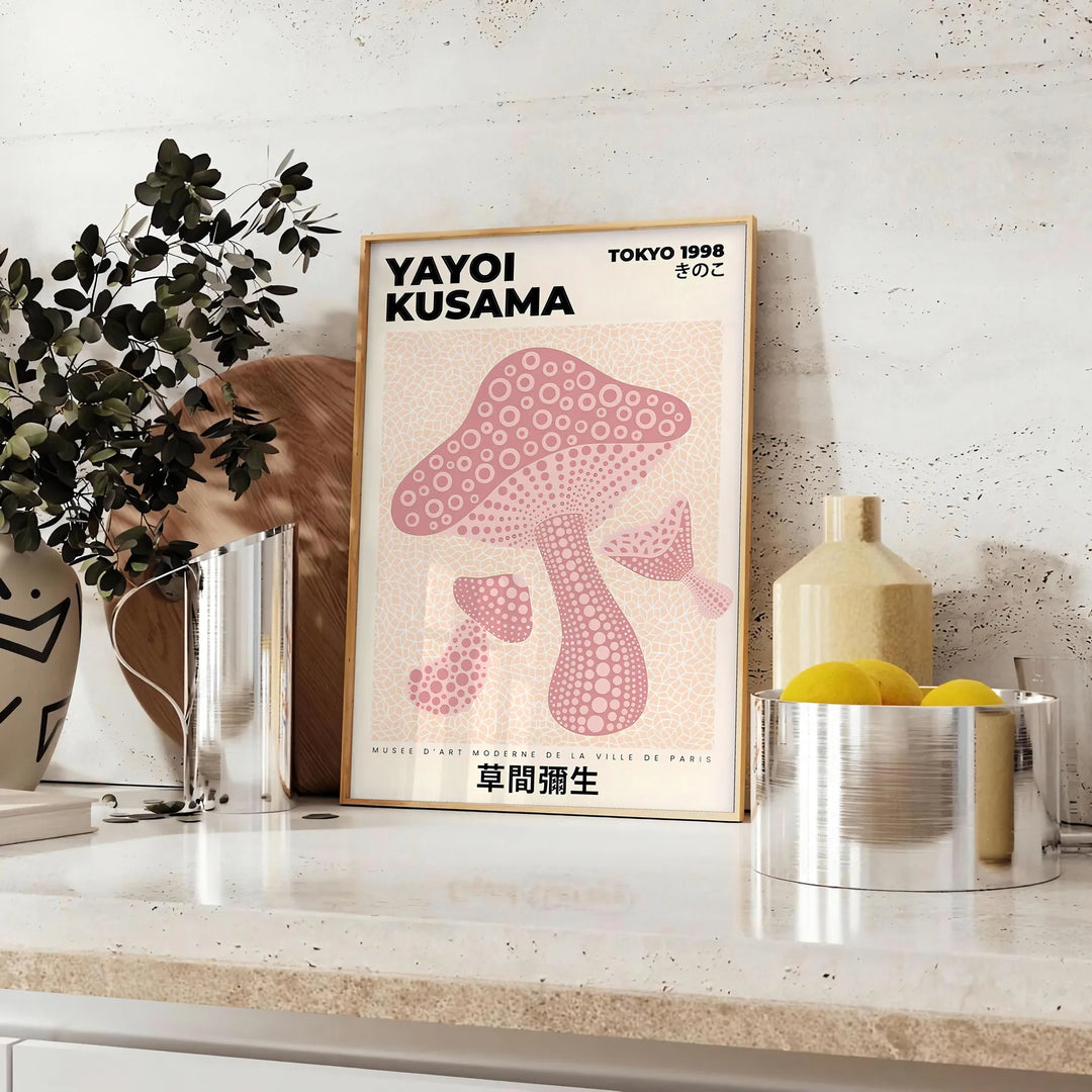 Mushroom Yayoi Kusama Art Travel Poster High Quality Frame Premium Print Home Decor Color