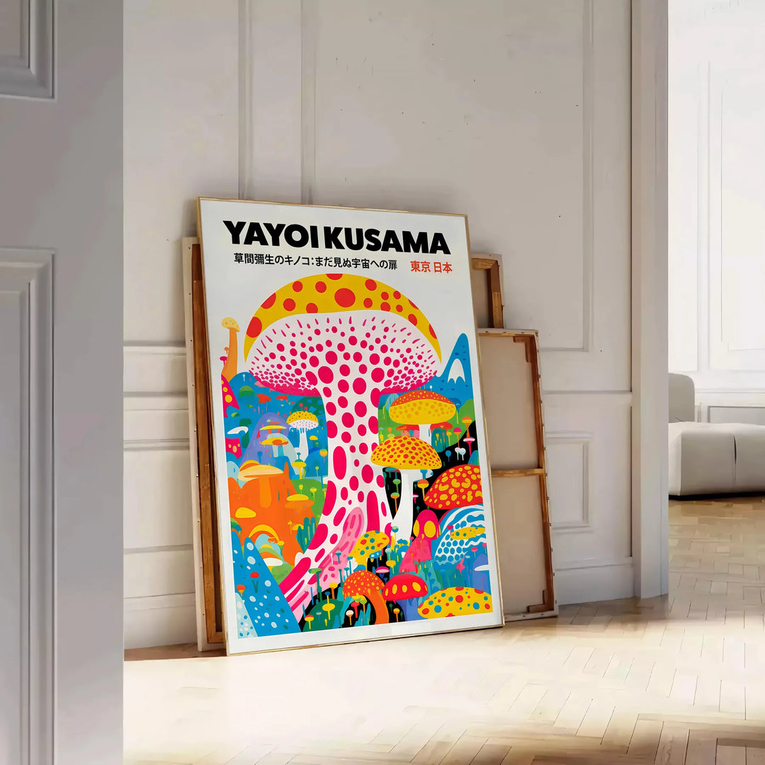 Mushroom Yayoi Kusama Wall Print Travel Poster High Quality Frame Premium Print Home Decor Color