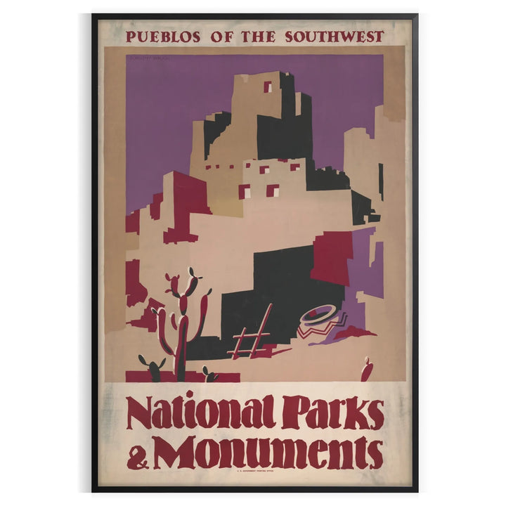 Affiche de voyage des monuments des parcs nationaux Impression artistique 