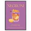 space vibrant Negroni cocktail poster stunning yellow orange hues wall art lover unique gift idea variety sizes A4 cm A0