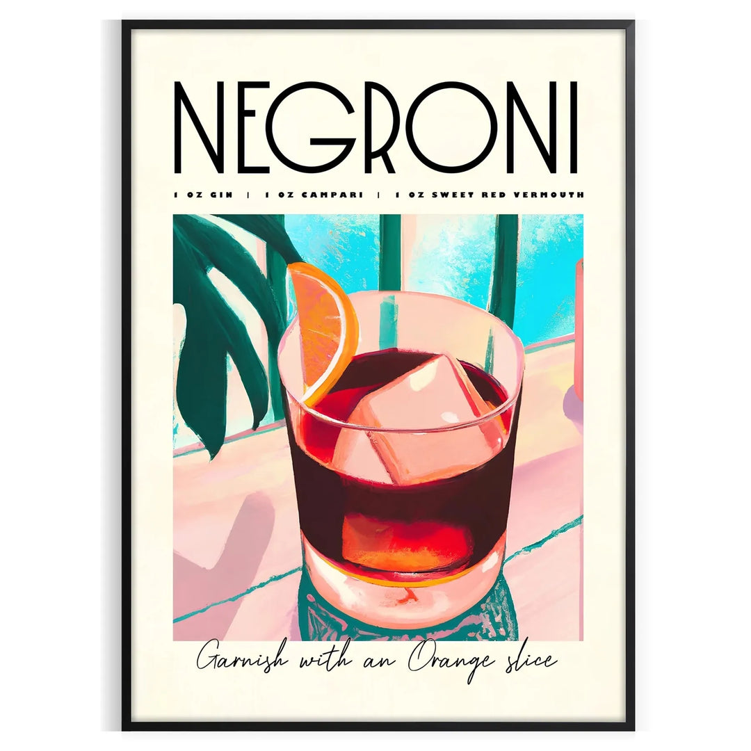 Negroni Cocktail Art 2 Travel Poster High Quality Frame Premium Print Home Decor Color