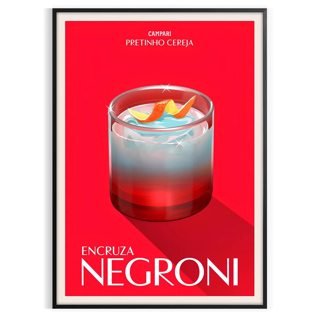 Negroni Cocktail Art Print Travel Poster High Quality Frame Premium Print Home Decor Color