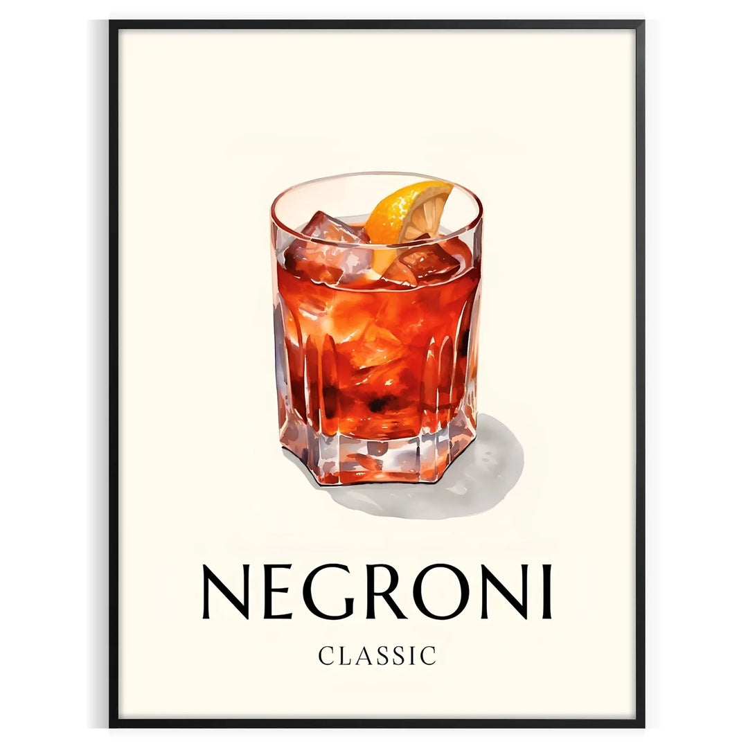 Negroni Cocktail Poster 1 Travel Poster High Quality Frame Premium Print Home Decor Color