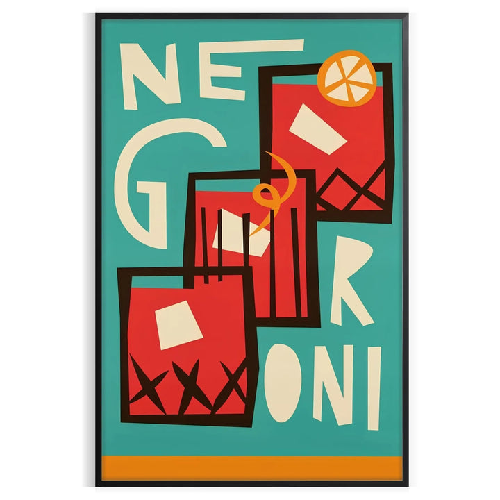 Negroni Cocktail Print Travel Poster High Quality Frame Premium Print Home Decor Color