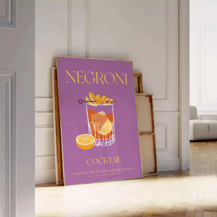 Negroni Cocktail Art 1 Travel Poster High Quality Frame Premium Print Home Decor Color