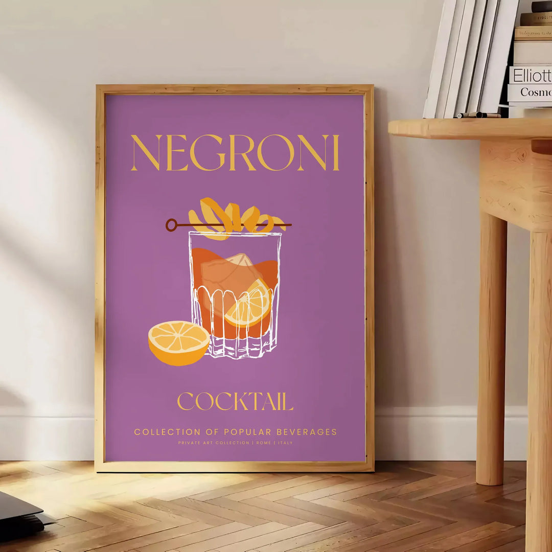 Negroni Cocktail Art 1 Travel Poster High Quality Frame Premium Print Home Decor Color