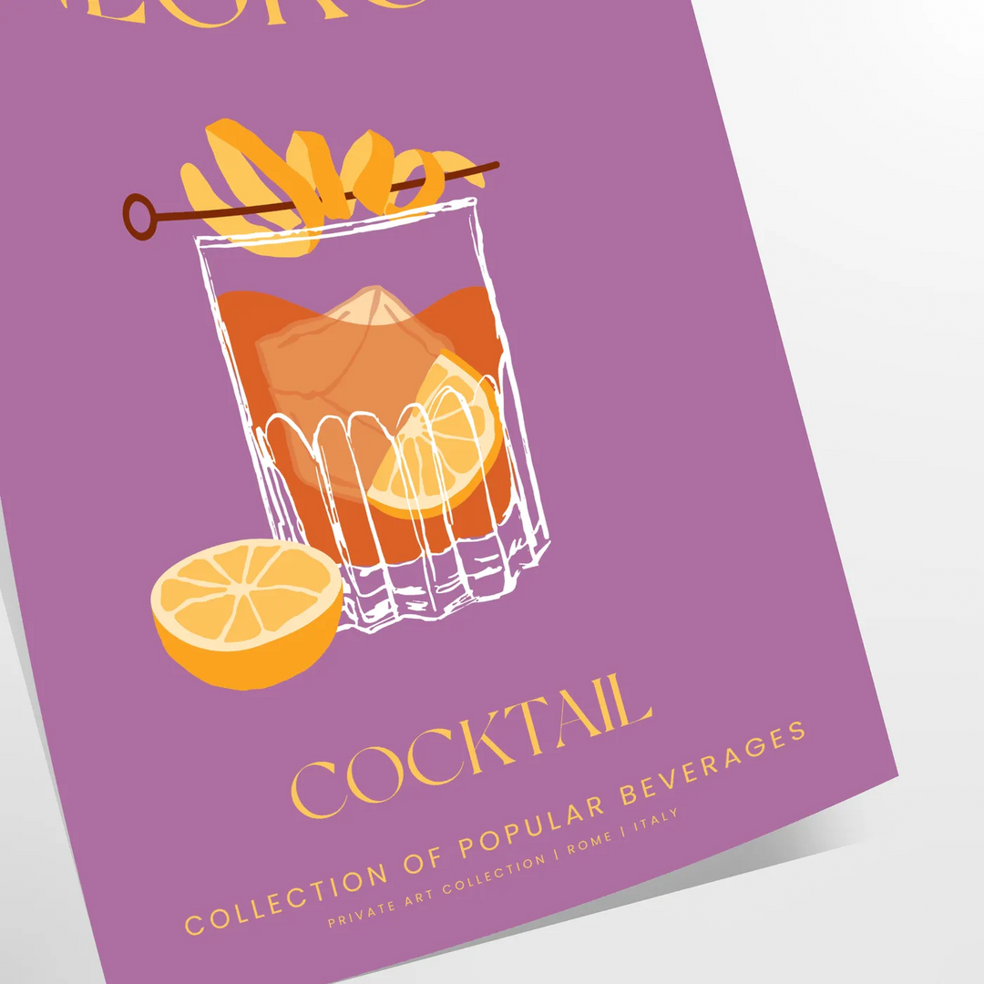 Negroni Cocktail Art 1 Travel Poster High Quality Frame Premium Print Home Decor Color