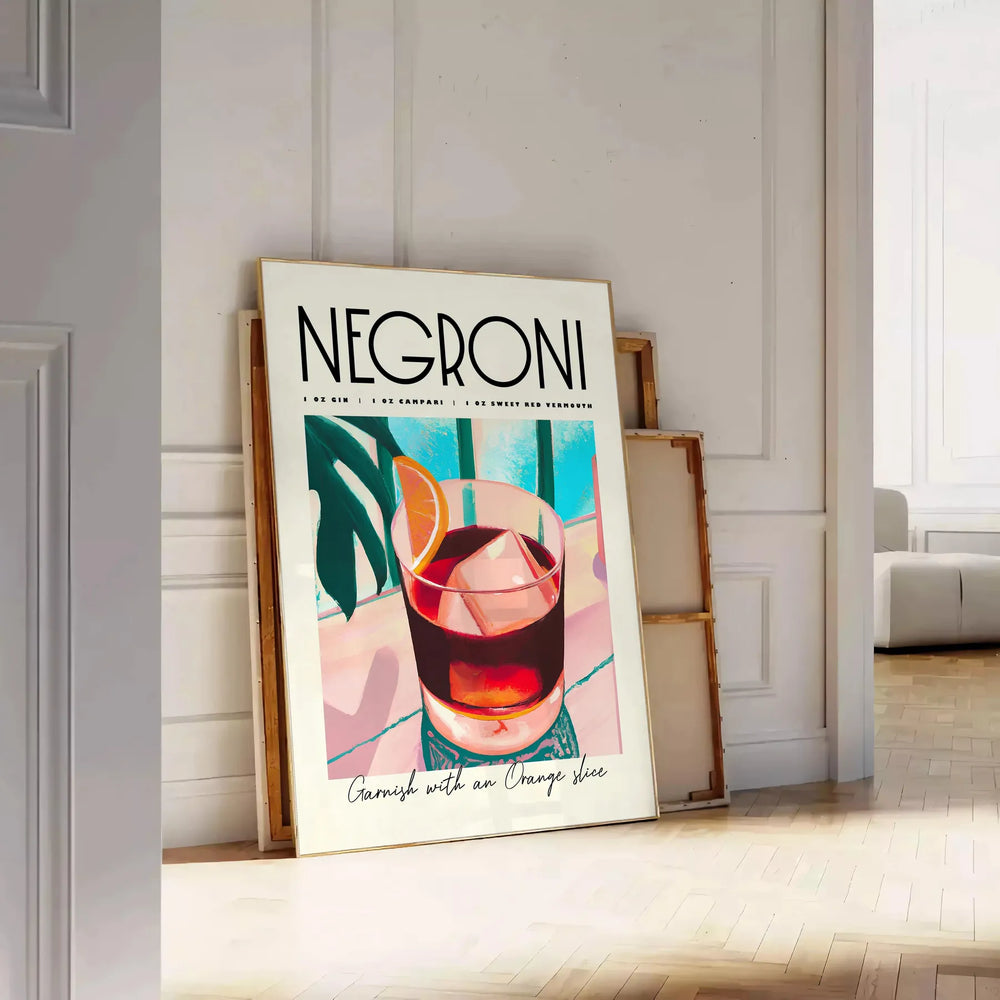 Negroni Cocktail Art 2 Travel Poster High Quality Frame Premium Print Home Decor Color