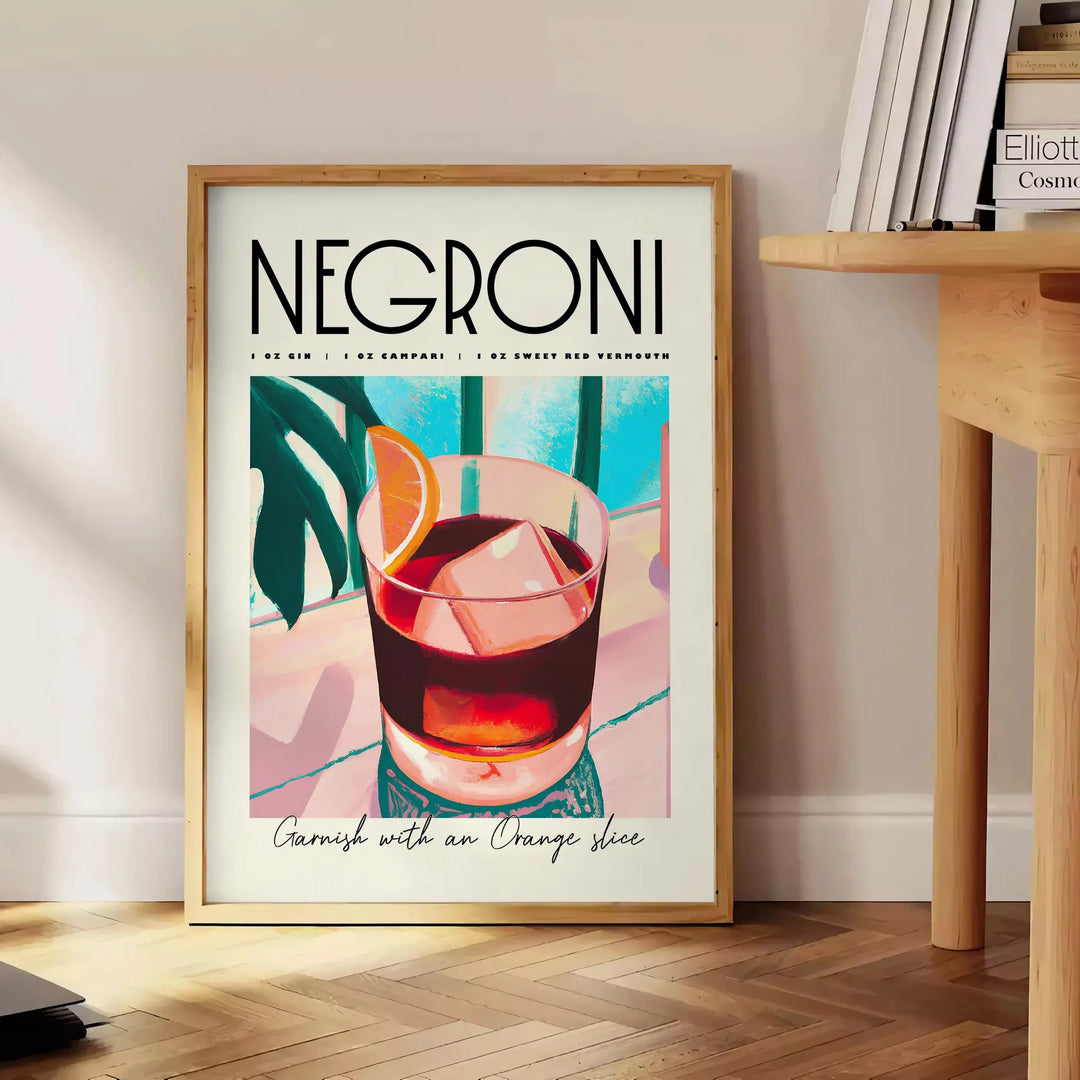 Negroni Cocktail Art 2 Travel Poster High Quality Frame Premium Print Home Decor Color