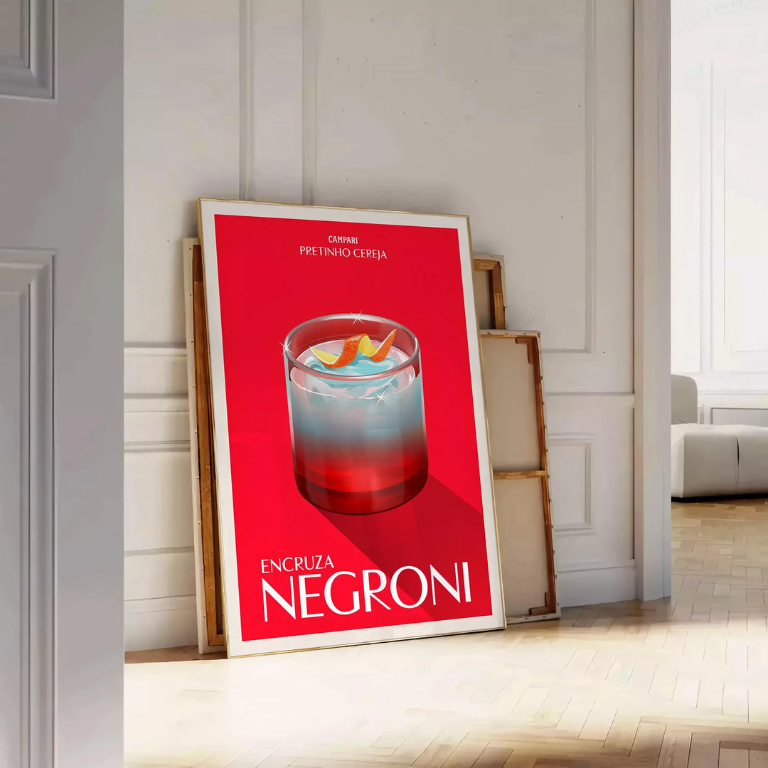 Negroni Cocktail Art Print Travel Poster High Quality Frame Premium Print Home Decor Color