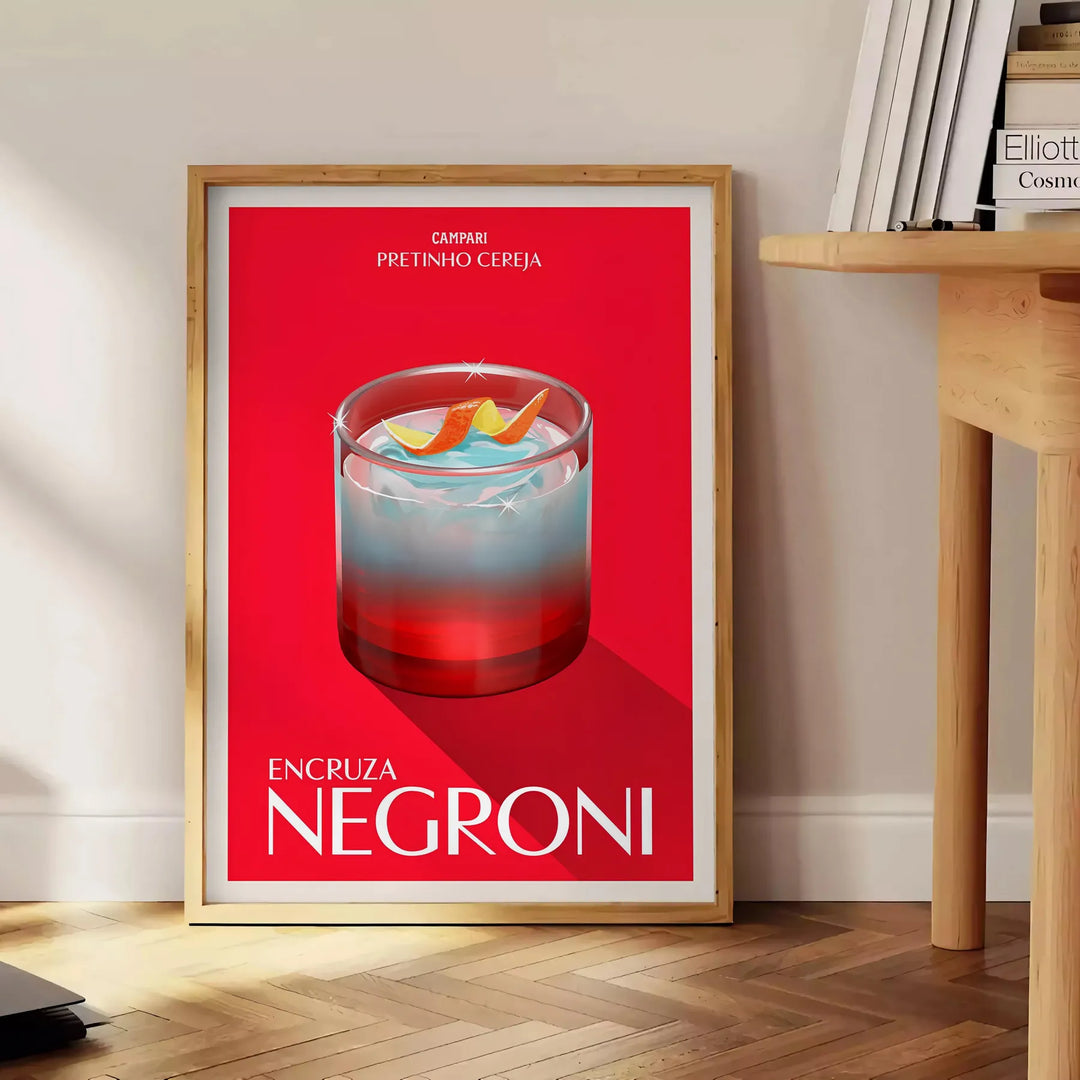 Negroni Cocktail Art Print Travel Poster High Quality Frame Premium Print Home Decor Color