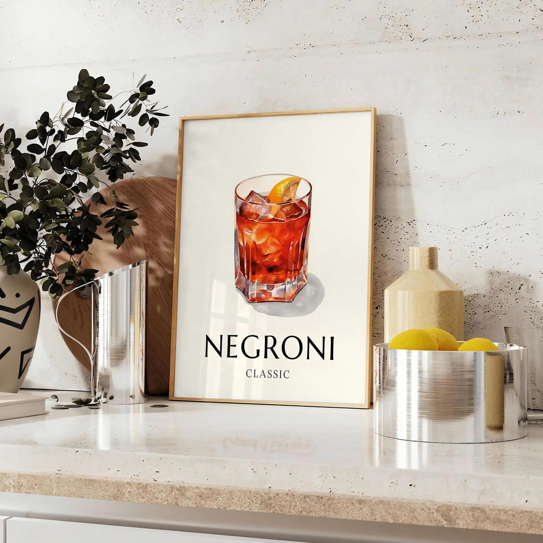 Negroni Cocktail Poster 1 Travel Poster High Quality Frame Premium Print Home Decor Color