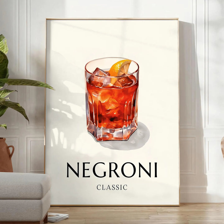 Negroni Cocktail Poster 1 Travel Poster High Quality Frame Premium Print Home Decor Color