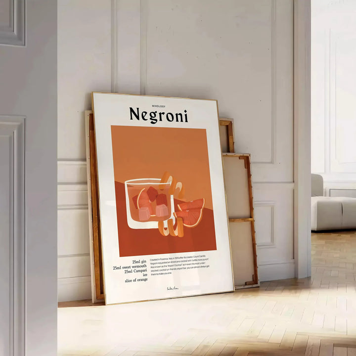 Negroni Cocktail Poster Travel Poster High Quality Frame Premium Print Home Decor Color