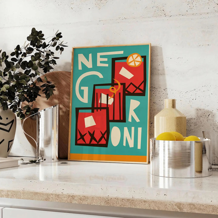 Negroni Cocktail Print Travel Poster High Quality Frame Premium Print Home Decor Color