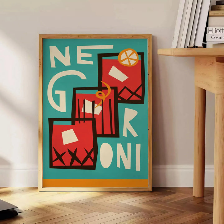 Negroni Cocktail Print Travel Poster High Quality Frame Premium Print Home Decor Color