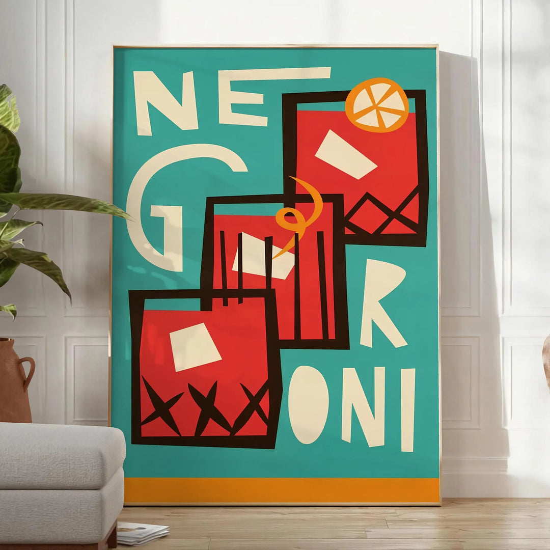 Negroni Cocktail Print Travel Poster High Quality Frame Premium Print Home Decor Color