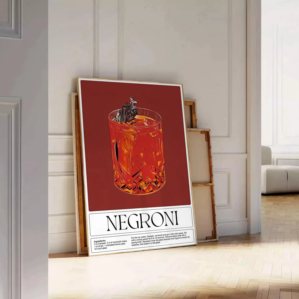 Negroni Cocktail Wall Art Travel Poster High Quality Frame Premium Print Home Decor Color