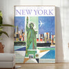 allure New York stunning travel poster vibrant blue gray tones wall art thoughtful gift artwork city essence various sizes A4 cm A0