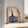 vibrant essence New York captivating poster shades green blue stunning wall art city allure perfect gift statement piece home office standalone print