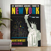 Affiche captivante New York art voyage Northwest Airlines teintes élégantes noir vert une touche moderne artistique cadeau disponibles A4 cm 60×80 A0