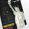 Affiche captivante New York art voyage Northwest Airlines teintes élégantes noir vert une touche moderne artistique cadeau disponibles A4 cm 60×80 A0