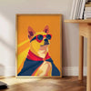 splash whimsy decor vibrant Not Dogs Wear Caps wildlife poster bold orange red hues eye print perfect wall art pet lovers unique gift idea occasion available frame standalone piece