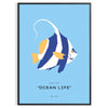 enchanting world ocean animal art captivating poster vibrant blue yellow hues space artwork ideal gift nature lovers sizes A4 cm A0