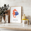 space vibrant hues ocean stunning animal art poster captivating blend orange blue wall splash marine charm room unique gift artwork available
