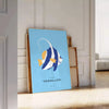 enchanting world ocean animal art captivating poster vibrant blue yellow hues space artwork ideal gift nature lovers sizes A4 cm A0