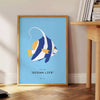 enchanting world ocean animal art captivating poster vibrant blue yellow hues space artwork ideal gift nature lovers sizes A4 cm A0