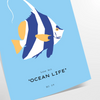 enchanting world ocean animal art captivating poster vibrant blue yellow hues space artwork ideal gift nature lovers sizes A4 cm A0