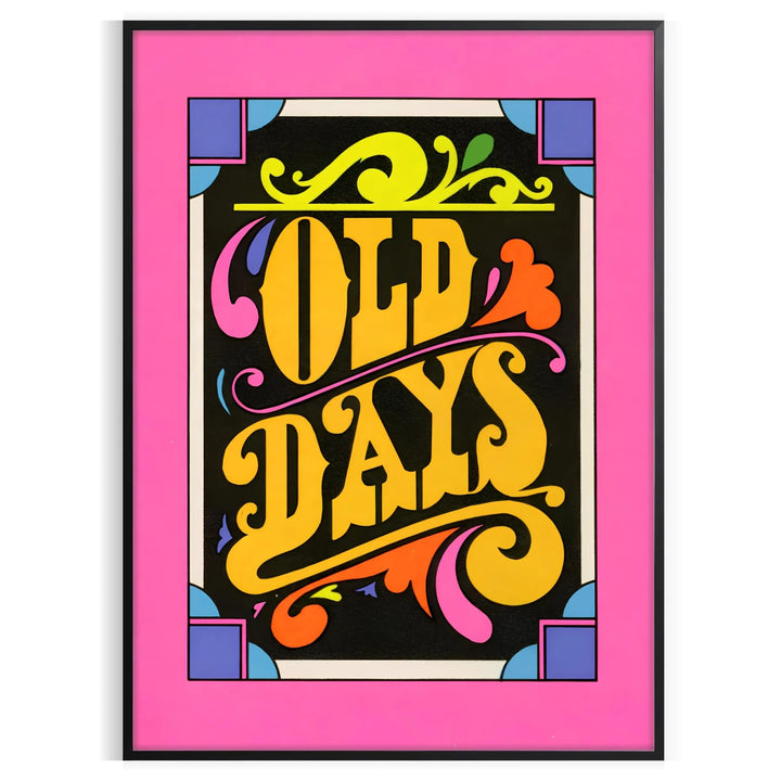 Old Days Groovy Print Travel Poster High Quality Frame Premium Print Home Decor Color