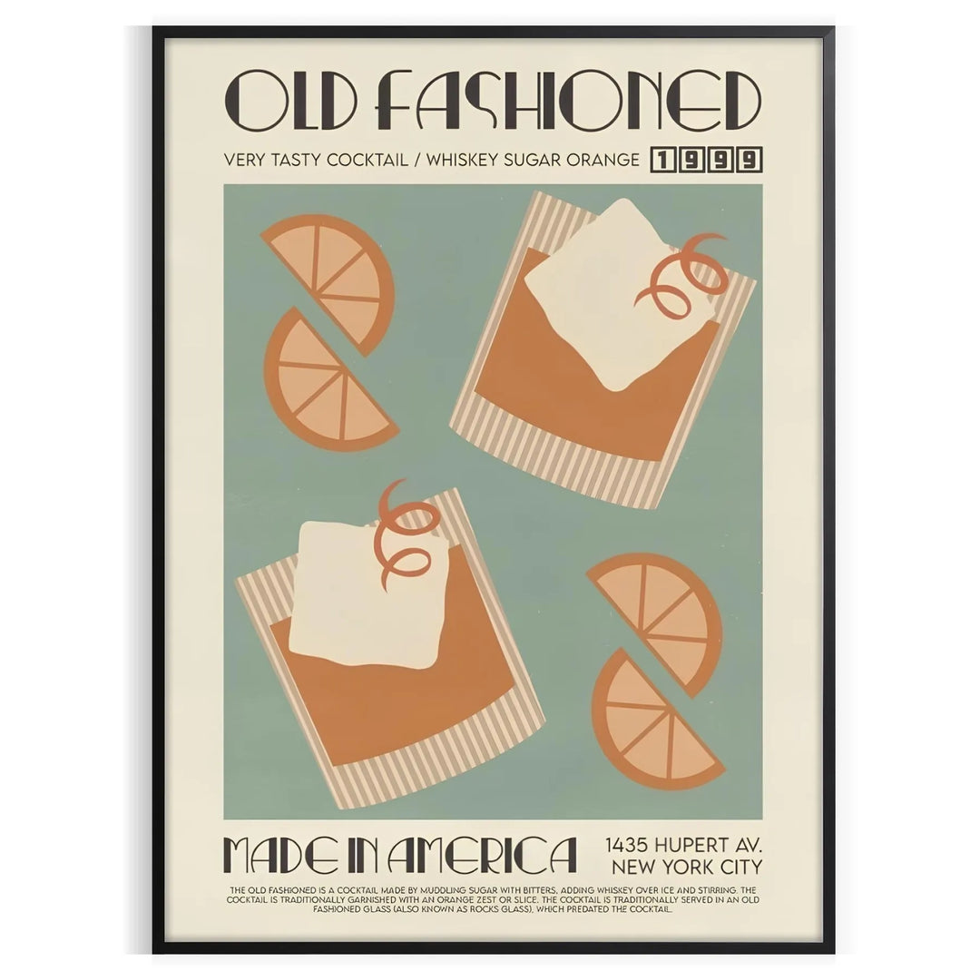 Old Fashioned Cocktail Poster 1 Travel Poster High Quality Frame Premium Print Home Decor Color