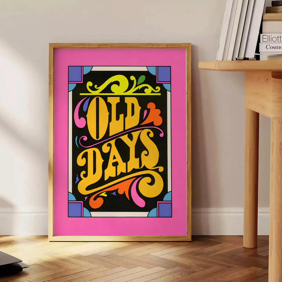 Old Days Groovy Print Travel Poster High Quality Frame Premium Print Home Decor Color