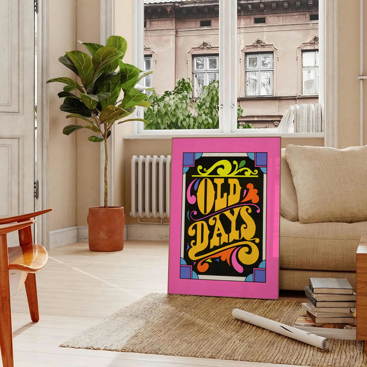 Old Days Groovy Print Travel Poster High Quality Frame Premium Print Home Decor Color