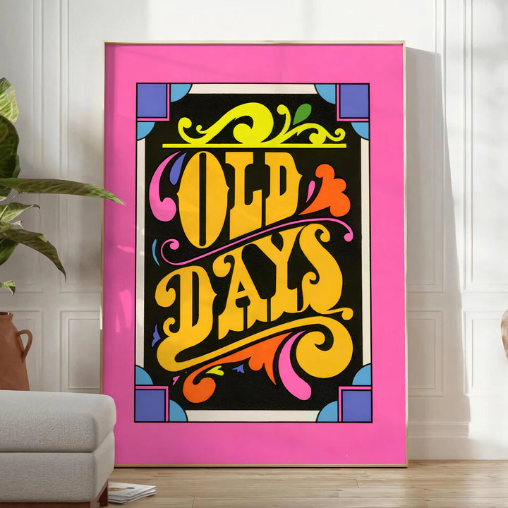 Old Days Groovy Print Travel Poster High Quality Frame Premium Print Home Decor Color