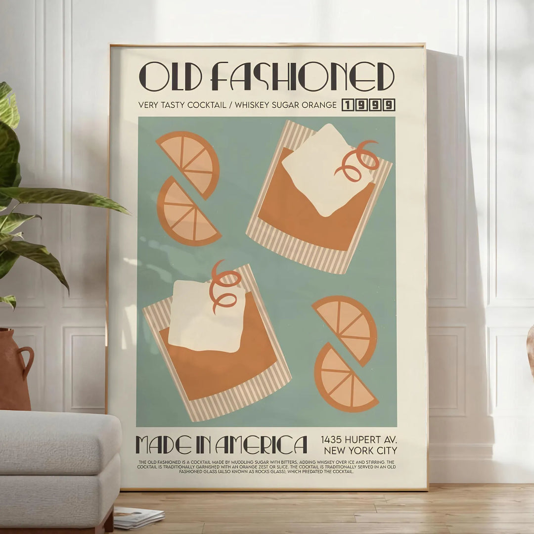 Old Fashioned Cocktail Poster 1 Travel Poster High Quality Frame Premium Print Home Decor Color