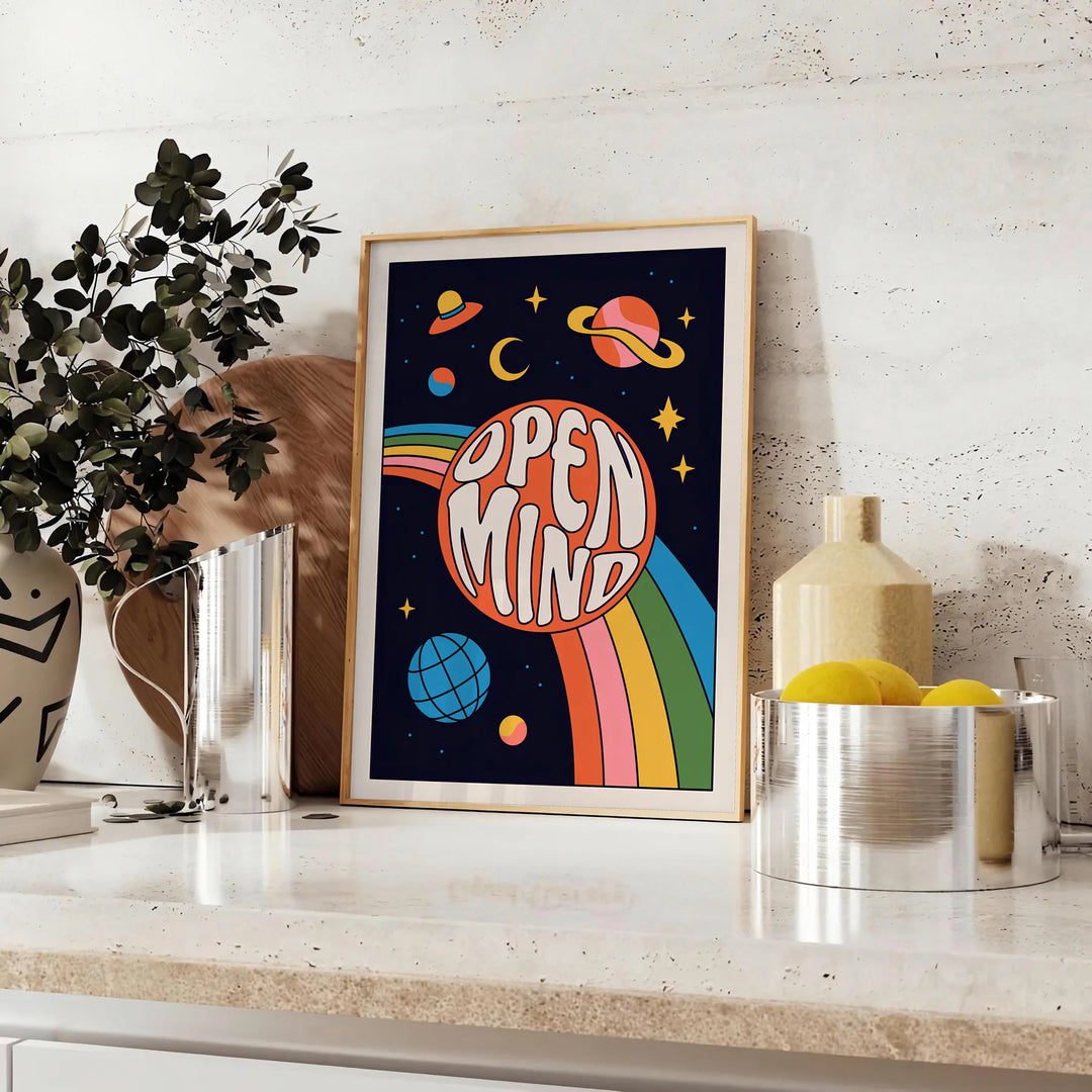 Open Mind Groovy Poster Travel Poster High Quality Frame Premium Print Home Decor Color