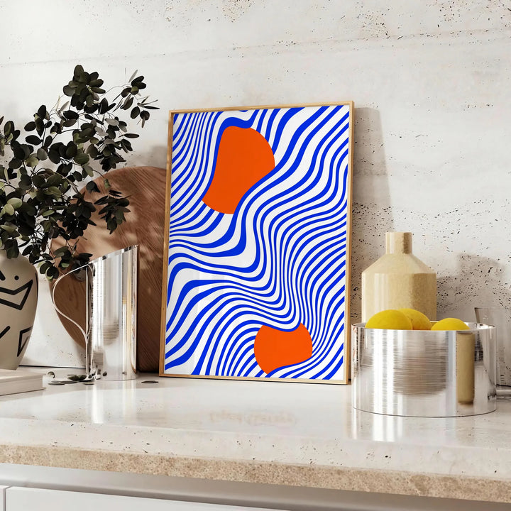 Orange Blue Graphic Poster Travel Poster High Quality Frame Premium Print Home Decor Color