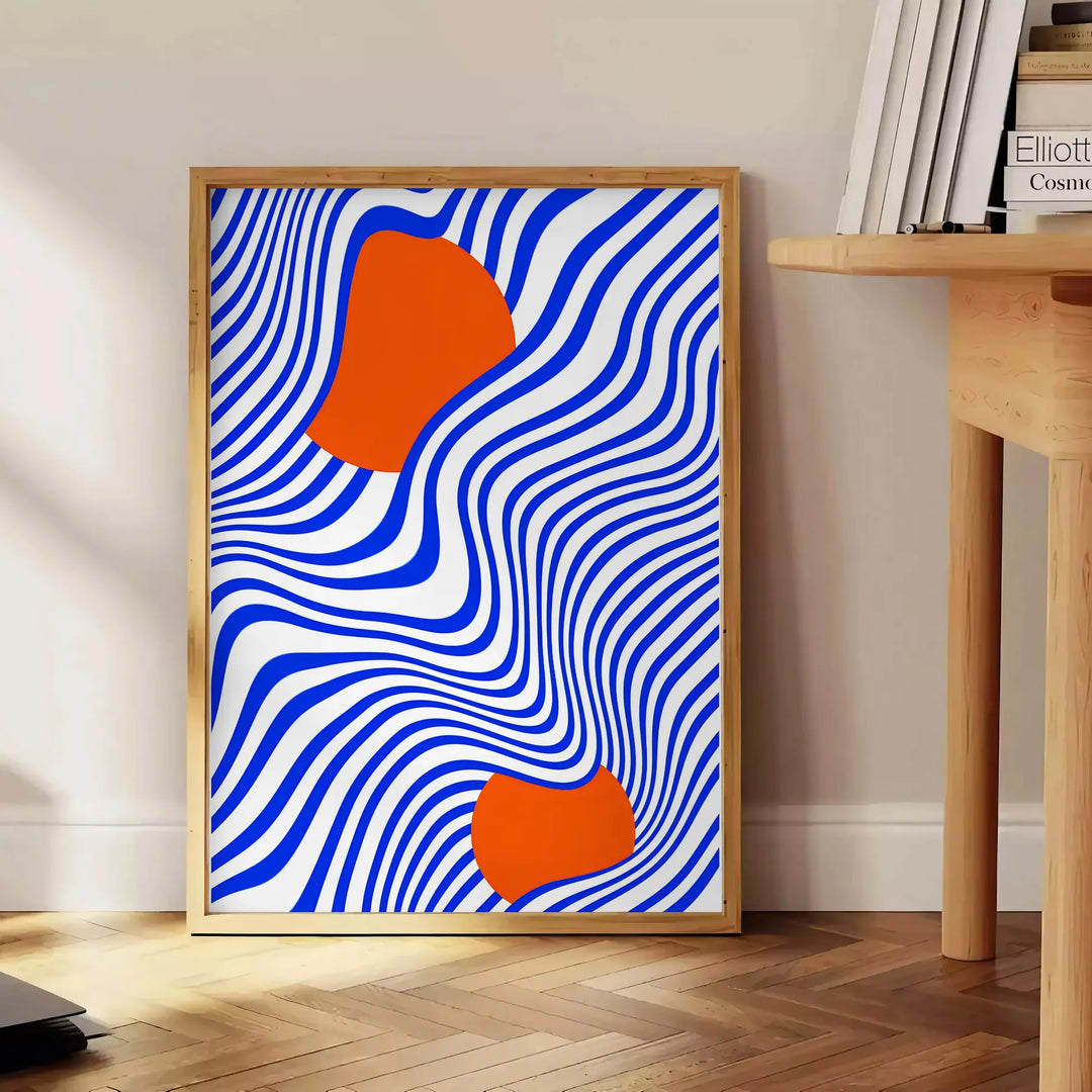 Orange Blue Graphic Poster Travel Poster High Quality Frame Premium Print Home Decor Color