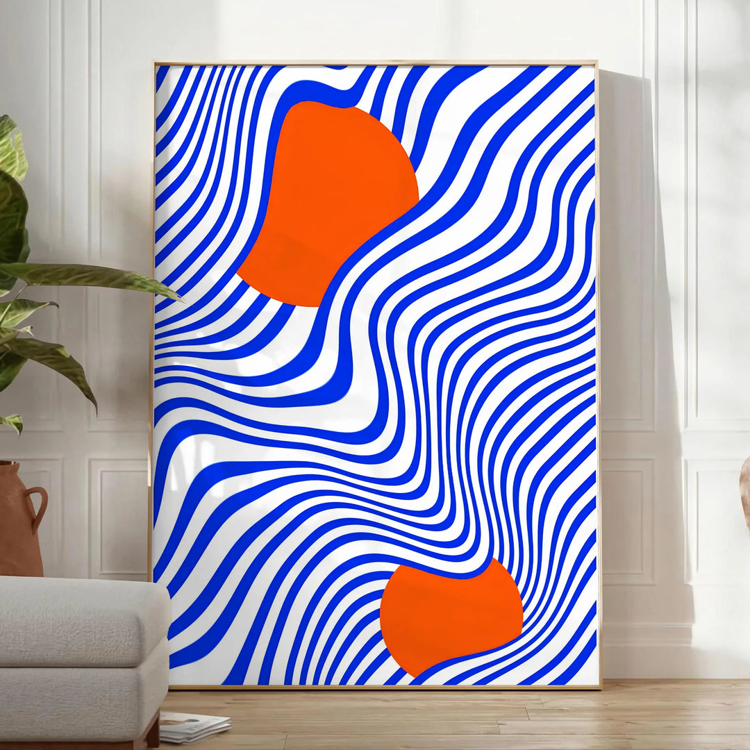 Orange Blue Graphic Poster Travel Poster High Quality Frame Premium Print Home Decor Color