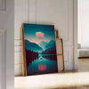 space captivating Orange Cube Landscape poster vibrant green blue hues unique wall art thoughtful gift stunning artwork modern touch decor frame ultimate versatility