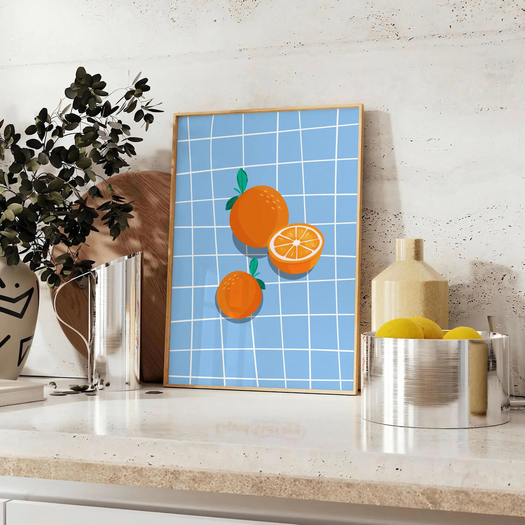 Orange Kitchen Poster Travel Poster High Quality Frame Premium Print Home Decor Color