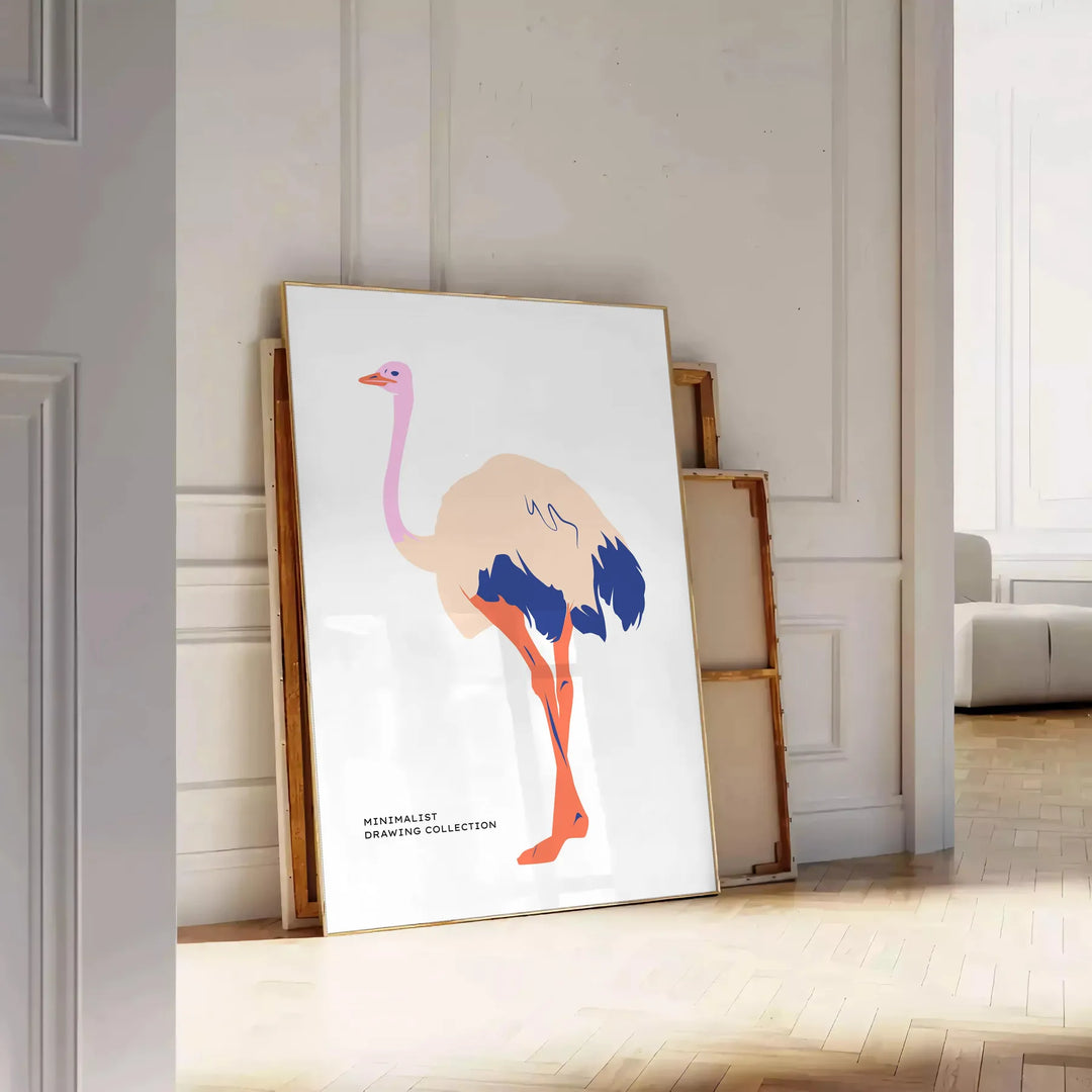 Ostrich Animal Art 1 Travel Poster High Quality Frame Premium Print Home Decor Color