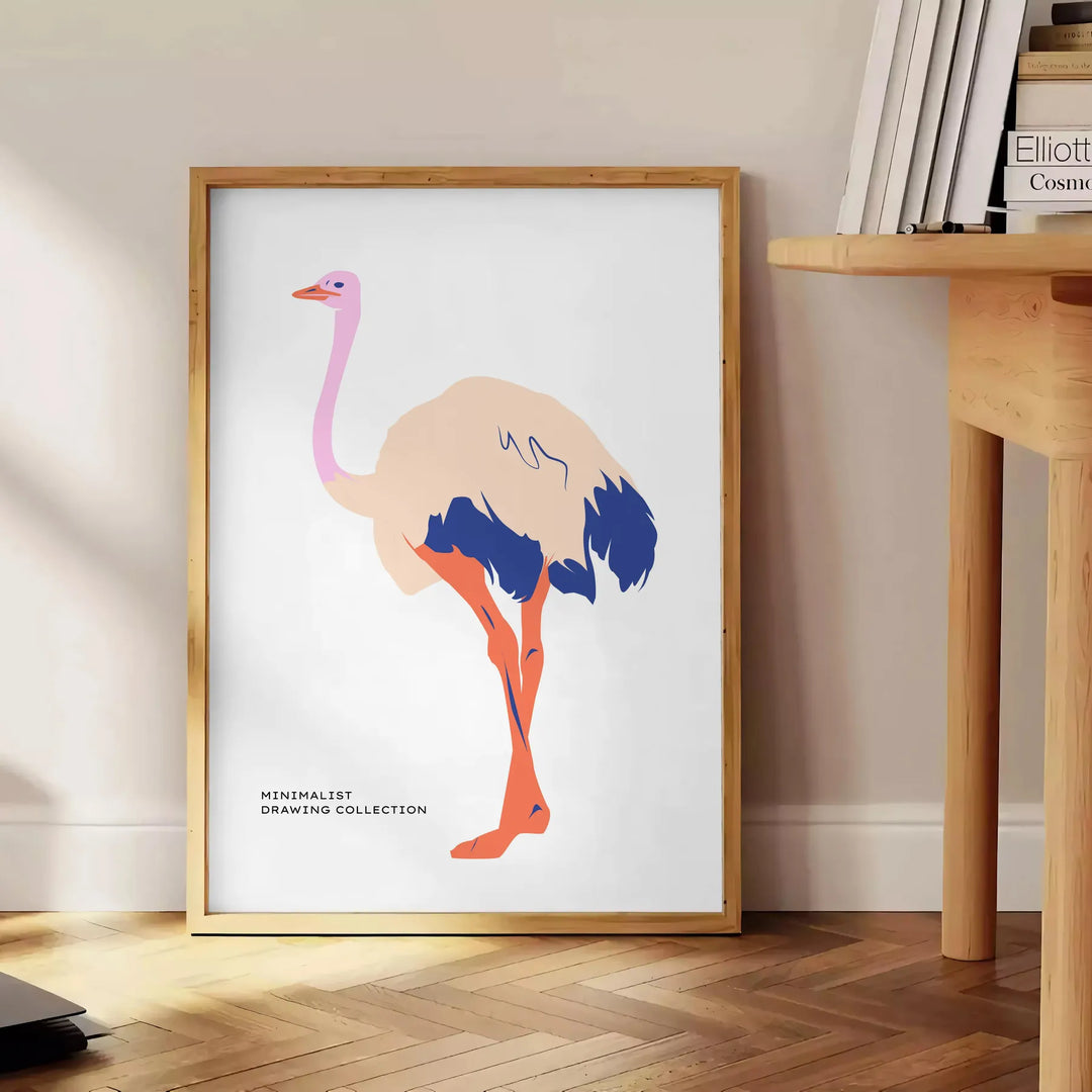 Ostrich Animal Art 1 Travel Poster High Quality Frame Premium Print Home Decor Color