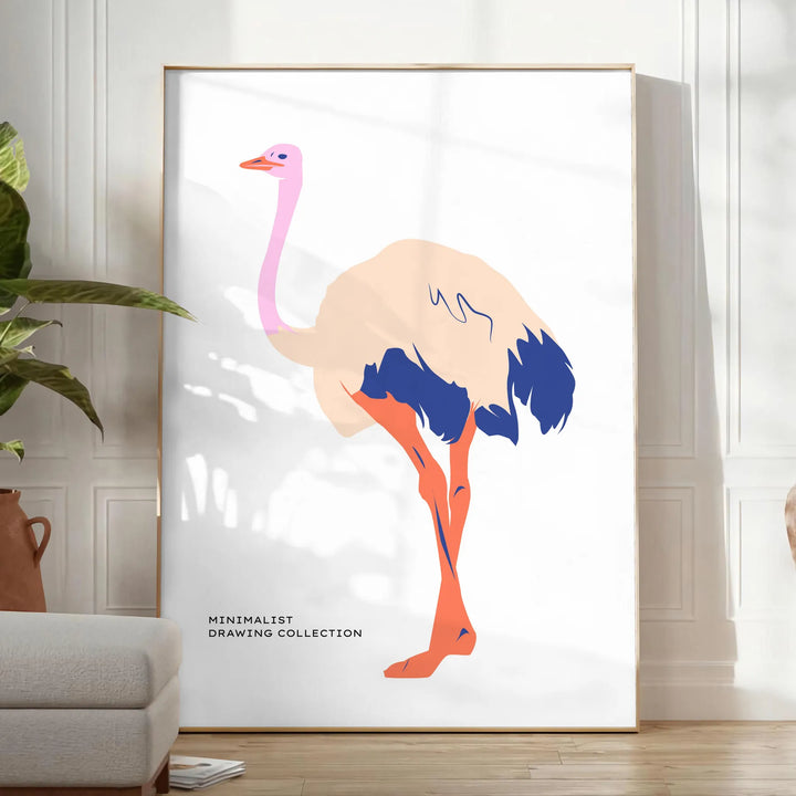 Ostrich Animal Art 1 Travel Poster High Quality Frame Premium Print Home Decor Color