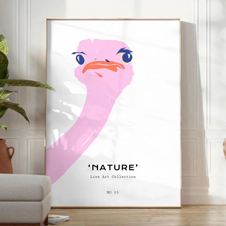 Ostrich Animal Art Travel Poster High Quality Frame Premium Print Home Decor Color