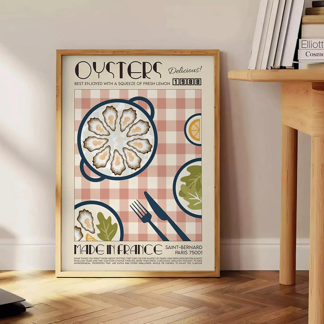 Oysters Kitchen Art Travel Poster High Quality Frame Premium Print Home Decor Color