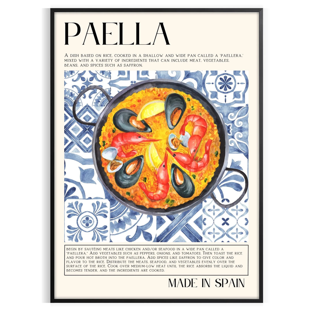 Paella Kitchen Art 1 Travel Poster High Quality Frame Premium Print Home Decor Color